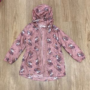 H&M Girls Pink Unicorn Rain Jacket